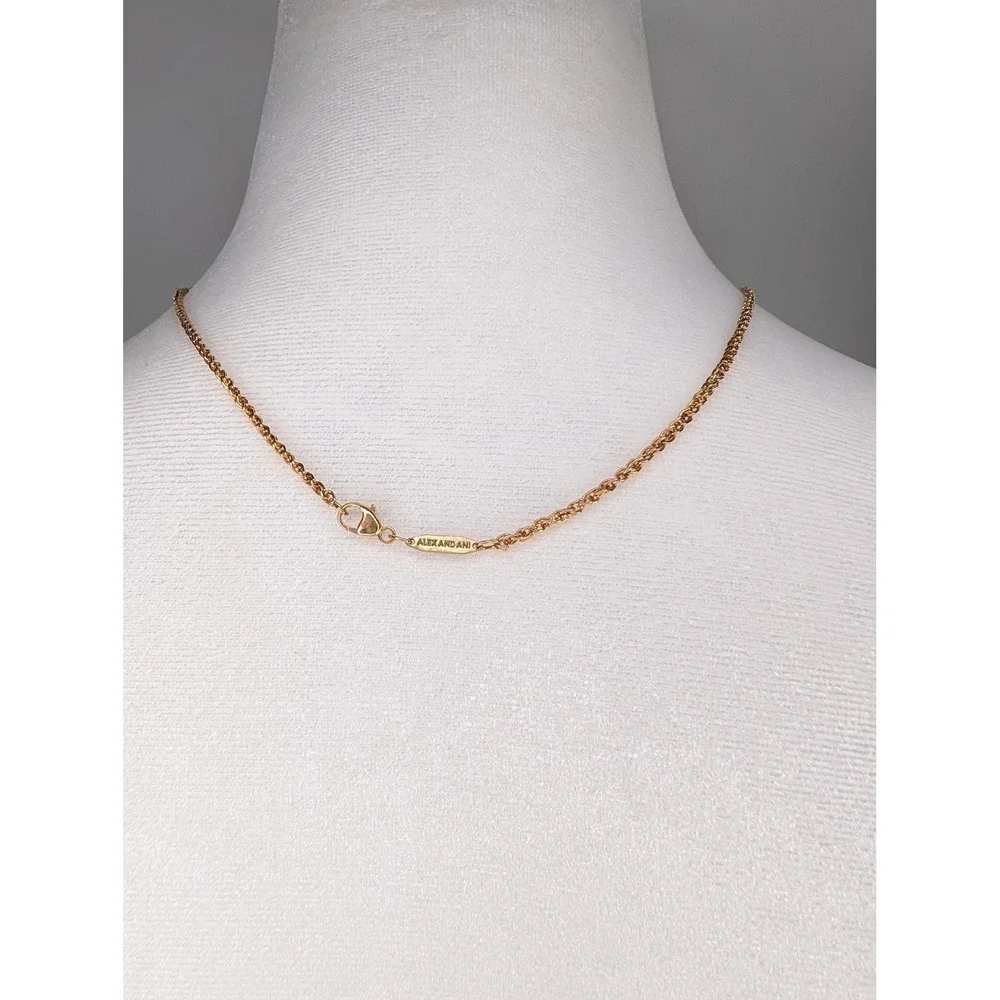 Alex and Ani Blue Lace Agate Teardrop Pendant Necklace 925 Sterling Silver Gold - Picture 3 of 4